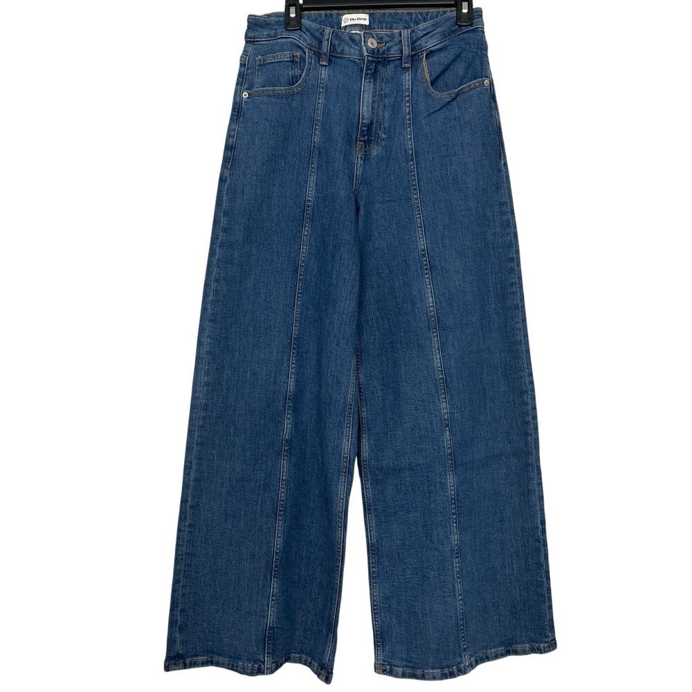 The Drop Frida Wide Leg High Waist Stretch Front Seam Jeans Medium Indigo 30 New - Picture 3 of 12